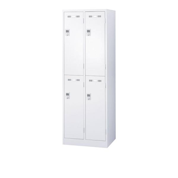 4人用 2列2段 スチールロッカー 収納 職場 オフィス ホワイト ボタン錠 幅608×奥行515×...