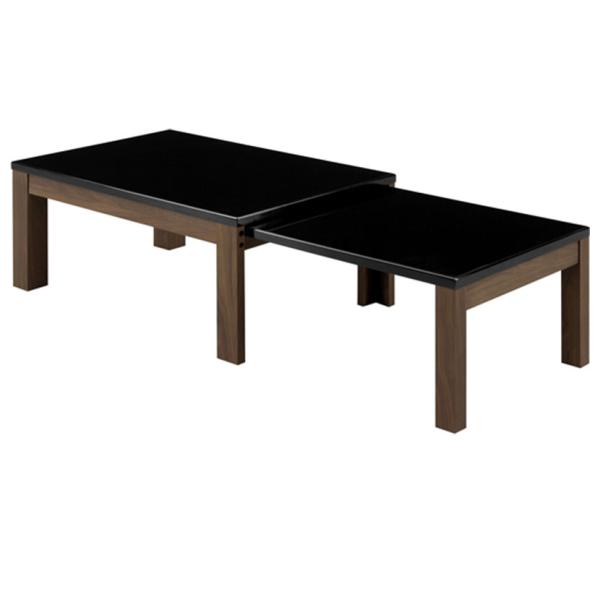 伸長式センターテーブル リビングテーブル UV塗装天板 ブラック モダン 幅900〜1500×奥行6...