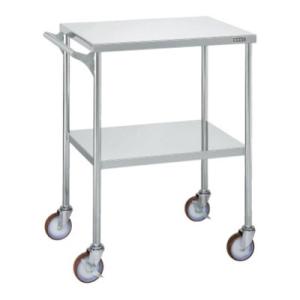 サカエ ステンレスCSワゴン SUS304 取手付き ナイロンウレタン車 棚板2段 耐荷重40kg/...