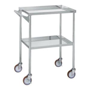 サカエ ステンレスCSワゴン SUS304 取手付き ナイロンウレタン車 棚板2段 耐荷重40kg/...