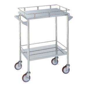 サカエ ステンレスCSワゴン こぼれ止め 両側取手付き SUS304 棚板2段 耐荷重40kg/段 ...