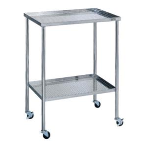 サカエ ステンレスCSワゴン パンチング仕様 ゴム車 SUS304 棚板2段 耐荷重25kg/段 幅...