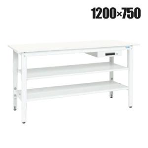 抗菌加工 サカエ 軽量高さ調整作業台 抗菌・抗ウイルス天板 中間棚板・下段棚板付き TKK8-127...