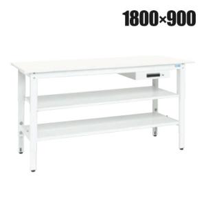 抗菌加工 サカエ 軽量高さ調整作業台 抗菌・抗ウイルス天板 中間棚板・下段棚板付き TKK8-189...