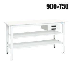 抗菌加工 サカエ 軽量高さ調整作業台 抗菌・抗ウイルス天板 中間棚板・下段棚板付き TKK8-097...