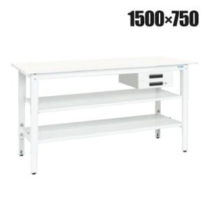 抗菌加工 サカエ 軽量高さ調整作業台 抗菌・抗ウイルス天板 中間棚板・下段棚板付き TKK8-157...