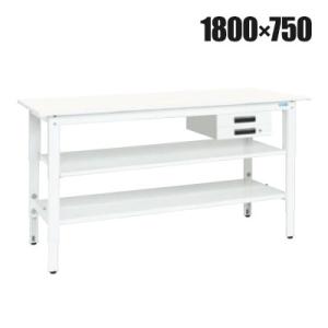 抗菌加工 サカエ 軽量高さ調整作業台 抗菌・抗ウイルス天板 中間棚板・下段棚板付き TKK8-187...