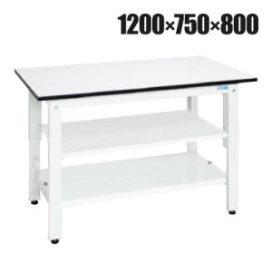 サカエ 軽量作業台KHタイプ 中間棚板・下段棚板付き KH-49T2LW 幅1200×奥行750×高...