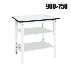 抗菌加工 サカエ 軽量高さ調整作業台TKK8タイプ 中間棚板・下段棚板付き TKK8-097T2LW...