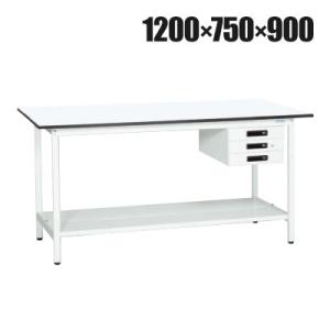 抗菌加工 サカエ 軽量立作業台KADタイプ キャビネット付き・中板付き KAD-127CTMW 幅1...