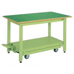 サカエ 軽量作業台KKタイプ ペダル昇降移動式 幅900×奥行600×高さ740mm KK-096F