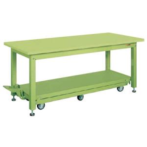 サカエ 重量作業台KWCタイプ ペダル昇降移動式 6輪車 幅1800×奥行800×高さ740mm K...