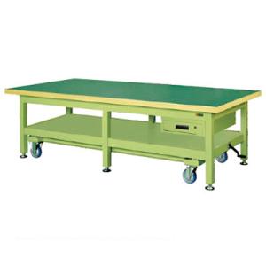 サカエ 超重量作業台KWCタイプ ハンドル昇降移動 キャビネット付き 幅1800×奥行900×高さ7...