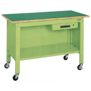 サカエ 一人用作業台CPBタイプ 軽量移動式 キャビネット付き 幅900×奥行600×高さ810mm...