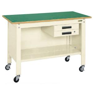 サカエ 一人用作業台CPBタイプ 軽量移動式 キャビネット付き 幅900×奥行600×高さ810mm...