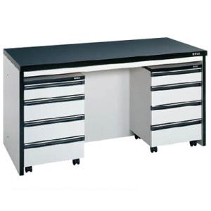 サカエ サイド実験台 キャビネットワゴン2台付き 幅1800×奥行750×高さ800mm ST-18...