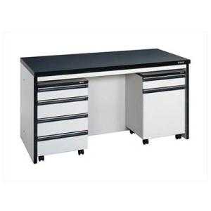 サカエ サイド実験台 キャビネットワゴン2台付き 幅1500×奥行750×高さ800mm ST-15...