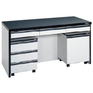 サカエ サイド実験台 キャビネットワゴン2台 引出し付き 幅1800×奥行750×高さ800mm S...