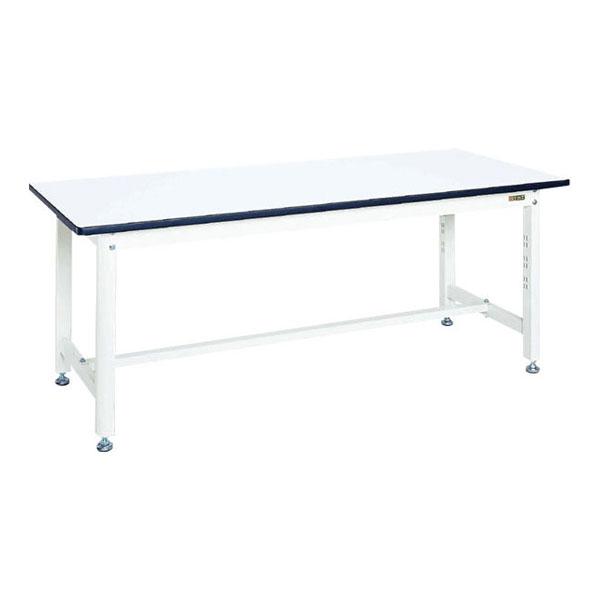 サカエ 中量作業台・扇形支柱(パールホワイト) 作業机 幅1800×奥行750×高さ700mm 耐荷...