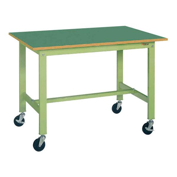 サカエ 軽量作業台 KKタイプ 移動式作業台 ゴムキャスター 均等耐荷重200kg グリーン アイボ...