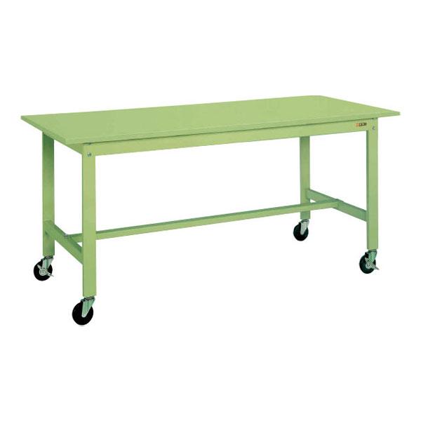 サカエ 軽量作業台 KKタイプ 移動式作業台 ゴムキャスター 均等耐荷重200kg グリーン アイボ...