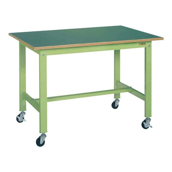サカエ 軽量作業台 KKタイプ 移動式作業台 ゴムキャスター 均等耐荷重200kg グリーン アイボ...