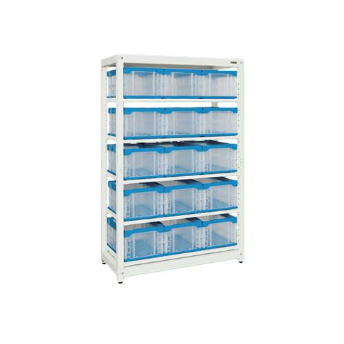 本体 サカエ マルチプルラック コンテナ収納タイプ(単体) 5段中コンテナ(40BTM) 15個セッ...