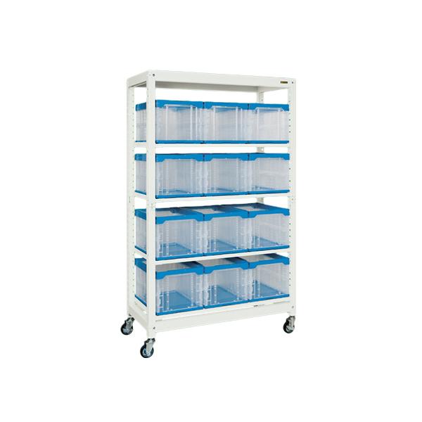 本体 サカエ マルチプルラック コンテナ収納タイプ(移動式) 4段大コンテナ(50BTM) 12個セ...