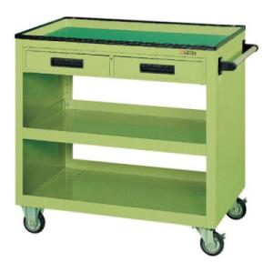 サカエ パネルワゴン(ゴム車・引出付き) PGW-4C 幅900×奥行600×高さ880mm 均等耐...