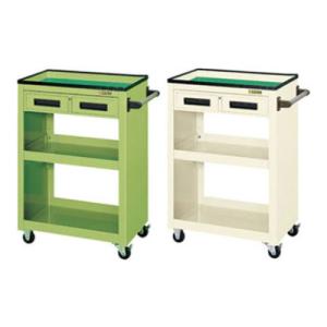 サカエ パネルワゴン(ゴム車・引出付き) PMW-4C 幅605×奥行405×高さ880mm 均等耐...