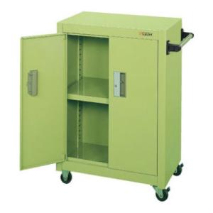 サカエ パネルワゴン(ゴム車・扉付き) PMW-6A 幅605×奥行405×高さ880mm 均等耐荷...