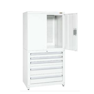 サカエ PNH-1263PD5W 保管システム収納庫 6段収納 扉付き パンチングパネル付き 保管庫 均等耐荷重250kg 幅1200×奥行640×高さ1800mm