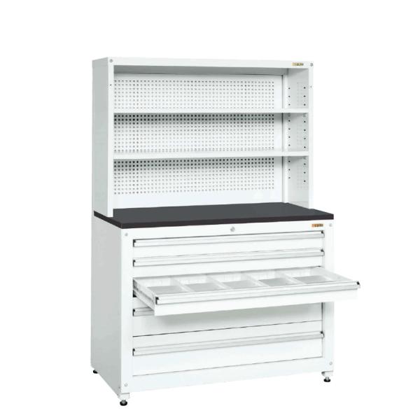 サカエ PNH-C12KPDW 保管システム収納庫 5段収納 作業台タイプ パンチングパネル付き 保...