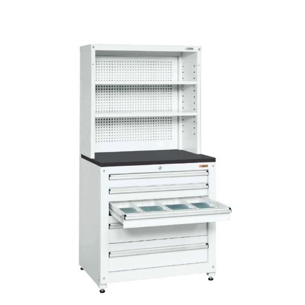 サカエ PNH-C90KPDW 保管システム収納庫 5段収納 作業台タイプ パンチングパネル付き 保...