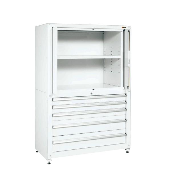 サカエ PNH-MC90W 保管システム収納庫 5段収納 前扉横収納扉 均等耐荷重100kg 保管庫...