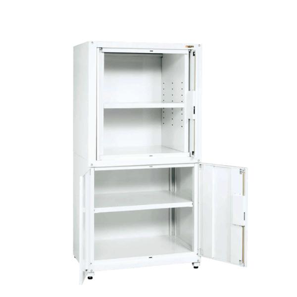 サカエ PNH-MR90W 保管システム収納庫 下開放扉固定棚付き 前扉横収納扉 均等耐荷重250k...