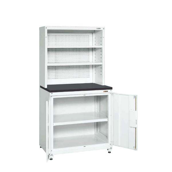 サカエ PNH-R90KPDW 保管システム収納庫 下2段 扉付き パンチングパネル付き 保管庫 均...