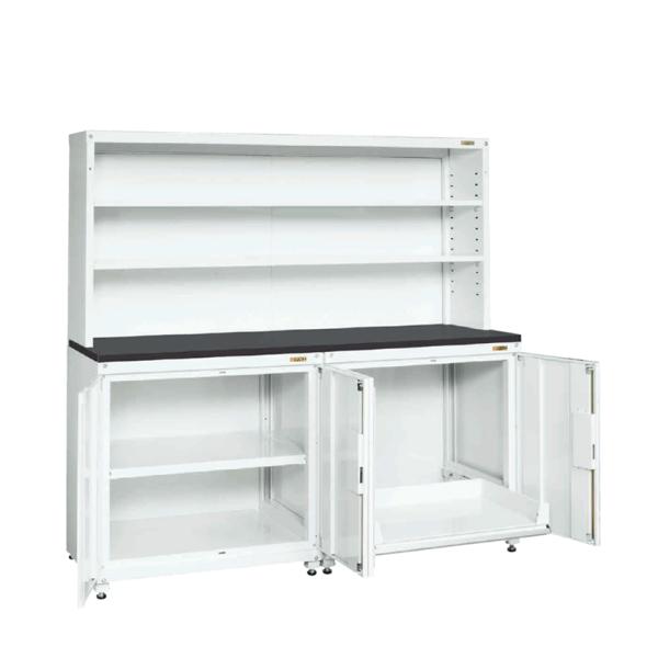 サカエ PNH-RS18DW 保管システム収納庫 左側固定棚 右側スライド棚 扉付き 保管庫 均等耐...