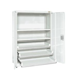 サカエ PNH1263C3W 保管システム収納庫 鍵付き 両開扉タイプ 保管庫 均等耐荷重250kg...