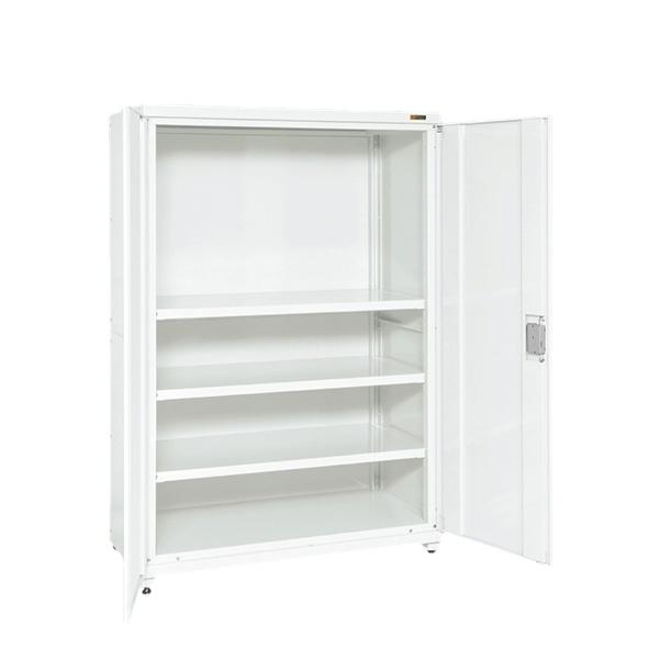 サカエ PNH1263W 保管システム収納庫 鍵付き 両開き 4段 保管庫 均等耐荷重250kg 幅...