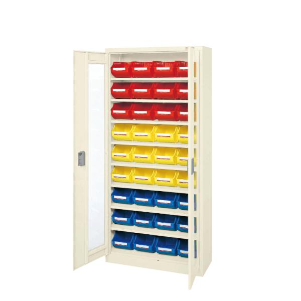 コンテナラックケース・扉付き SCR-18BDI 幅852×奥行320×高さ1800mm 工場内の部...