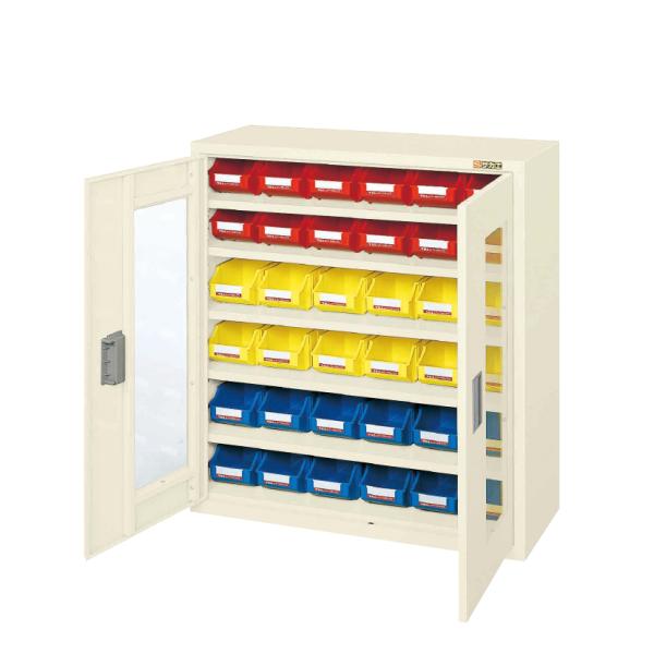 コンテナラックケース・扉付き SCR-9BDI 幅852×奥行320×高さ900mm 工場内の部品・...