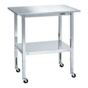 サカエ ステンレスフリーワゴン 天板付き 高さ調整タイプ SUS430 幅750×奥行500×高さ7...