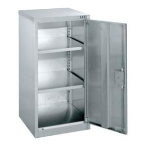 サカエ ステンレス保管ユニット 片開き戸タイプ 棚板2枚付き 幅450×奥行510×高さ900mm ...