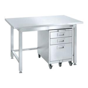 サカエ ステンレス作業台キャビネット SUS304 ワゴンSS-EC付き 浅引き出し2段 深引き出し...