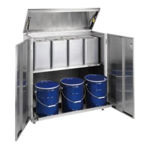 サカエ 一斗缶保管庫 SUS430タイプ 固定式 幅1055×奥行415×高さ1080mm SU4-...