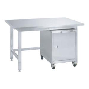 サカエ ステンレス作業台キャビネット SUS304 ワゴンSS-FC付き 中棚1枚 幅1200×奥行...