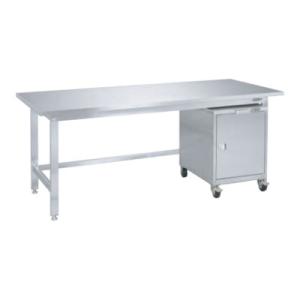 サカエ ステンレス作業台キャビネット SUS304 ワゴンSS-FC付き 中棚1枚 幅1800×奥行...