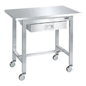 サカエ ステンレス作業台 移動式 SUS304 キャビネット付き 耐荷重150kg 幅900×奥行6...