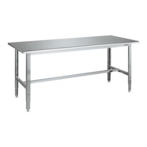 サカエ ステンレス高さ調整作業台 天板R付き SUS304 耐荷重150kg 幅1800×奥行750...